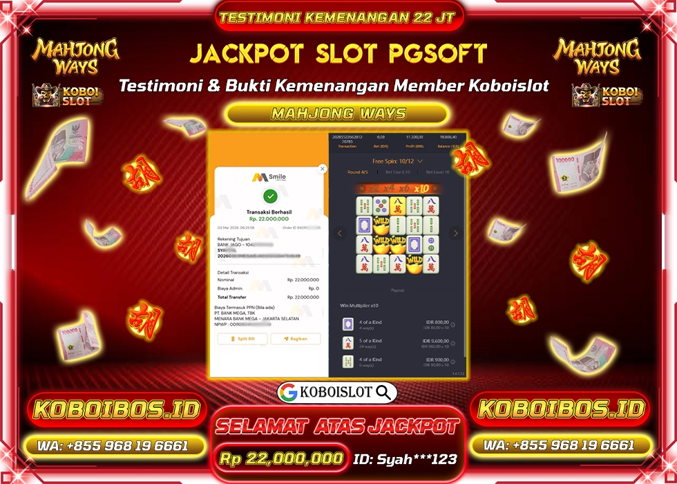 BUKTI KEMENANGAN SLOT GACOR MAHJONG WAYS 1 Rp22.000.000,- LUNAS